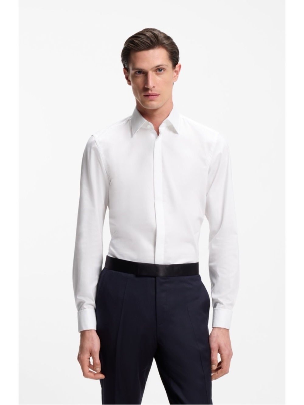 Boss Sharp Fit French Cuff White Button Up Long Sleeve Dress Shirt Size 16